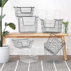 Stackable Eco-Friendly Multifunction Utility Storage Bin with Metal Wire <b>Mesh</b> for Food Storage - Product Image 4