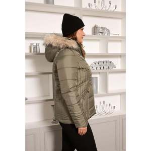 Chaqueta Acolchada con Forro RMG para Mujer, Talla Grande, Resistente al Agua y al Viento, Capucha Desmontable, Ropa de Invierno Verde Menta - Product Image 4