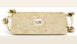 Plateaux décoratifs de luxe en métal blanc et or pour Fruits et chocolat - Product Image 3