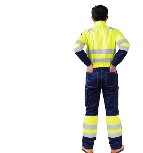 OEM Adjustable Premium quality Flame Retardant 1 piece double color FR Cotton Fabric FR reflective strips Customized coverall - Product Image 5