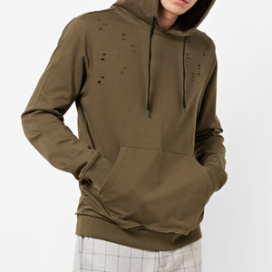 Sudaderas con Capucha Personalizadas para Hombre, de Algodón Grueso, Estilo Vintage, con Parches Desgastados, Color Sólido - Product Image 2