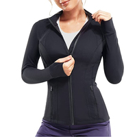 Veste de sport respirante pour femme avec fermeture éclair intégrale, trous pour les pouces, coupe ajustée, idéale pour la course à pied et les activités sportives