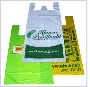 ถุงช้อปปิ้งพลาสติกทนทานพร้อมที่จับเสื้อยืดสำหรับขายปลีกและร้านขายของชำ - Product Image 1