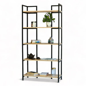 DRACO 5-Tier <b>Bookshelf</b> KS68226 80x32x160cm Standing Type Plywood Organizer for Living Room or Office - Product Image 1