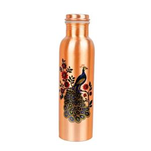 BOTELLA DE AGUA DE COBRE CON ESTAMPADO DE PÁJARO PAJA - 1000 ML - Product Image 1