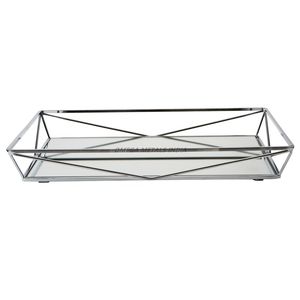 Elegante bandeja de servicio rectangular dorada con superficie texturizada y asas resistentes, ideal para exhibir bocadillos y mejorar la decoración - Product Image 5