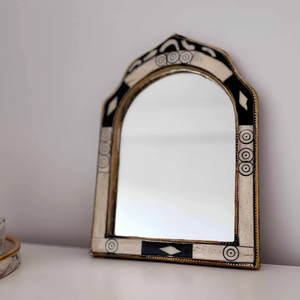 Traditional Handmade Bone Inlay Wall <b>Mirror</b> Frame, Elegant <b>Mosaic</b> Pattern Wooden <b>Mirror</b> for Home, Hotel, Resort & Villa Décor - Product Image 1