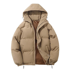 Veste en duvet à capuche décontractée pour hommes, veste en duvet à motif d'impression bouffante thermique, épaisse et chaude pour le style de couple d'hiver, vente en gros - Product Image 1