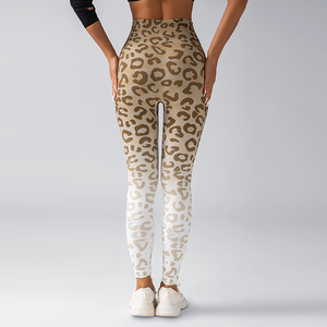 OEM personalizado Sexy leopardo Leggings mujeres sin costuras mallas delgadas deportes Fitness correr pantalones cintura alta cadera moda medias elásticas - Product Image 5