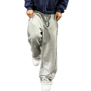 Pantalon de survêtement surdimensionné et décontracté pour hommes, personnalisé OEM, couleur unie pour l'ourlet, taille élastique, coupe décontractée, pantalon de jogging - Product Image 2