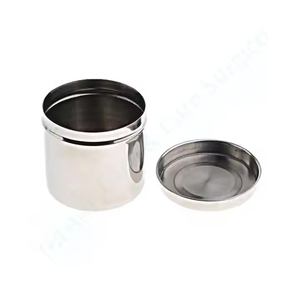 Holloware Stainless Steel Ointment Jar Sponge Cotton Dressing Container With Lid Set of 4 Medic Instrument Pakistan made by Lore - Product Image 5