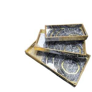 Handcrafted Modern Floral Wooden Food Serving <b>Tray</b> Three Pieces Custom Color <b>Enamel</b> Technique Convenient Handles-Crafting Crafts - Product Image 5