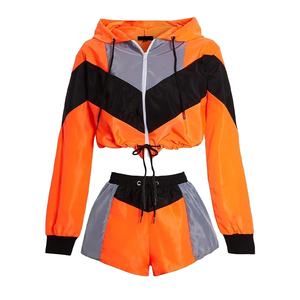 Conjunto Corto de Verano Personalizado para Mujer, Talla XS, Diseño Color Block Lavado, Estampado Sólido, Corto, Estilo Casual, Chaqueta Cortavientos, 2026 - Product Image 3