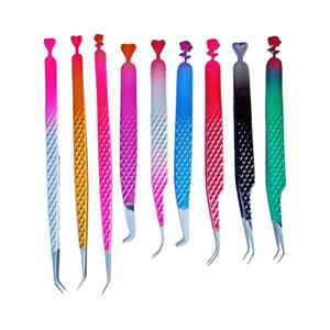 Meilleure qualité pince à cils ensemble de 9 pièces plusieurs couleurs enduites beauté pince à cils par TARIQ MFG CO - Product Image 4