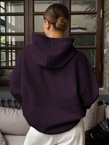 Vestido con capucha para mujer, jersey de lana de manga larga, sudadera, atuendo informal cálido y acogedor, ropa de calle elegante para invierno o ropa de salón - Product Image 2