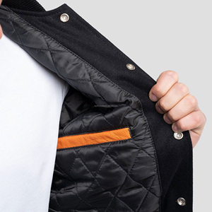 Veste universitaire unisexe en laine avec manches en cuir, fermeture éclair, patchwork, coupe-vent, écologique, style vintage, vente en gros - Product Image 5
