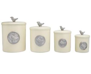 White Galvanized <b>Storage</b> <b>Container</b> With Coastal Animal Pattern Ideal For <b>Kitchen</b> Pantry Home And Coastal Theme Party Uses - Product Image 2