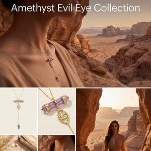 Collar en Y de Amatista con Ojo del Mal, Chapado en Oro de 18K, Joyería Espiritual para Adivinación del <span class=keywords><strong>Tarot</strong></span>, Regalo al por Mayor - Product Image 2