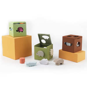 Jouets d'empilage en silicone pour bébé, nouveau design, hexaèdre, détachable, sans BPA, jouets pour nourrissons de qualité alimentaire, Montessori, apprentissage précoce - Product Image 5