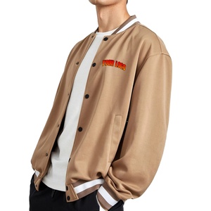 Chaqueta Varsity Caqui Personalizada OEM, Chaqueta de Béisbol Ligera de Sarga de Algodón con Botones, Logotipo Personalizado, Chaqueta Universitaria al por Mayor para Hombre - Product Image 1