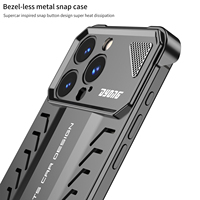 Nouvelle coque de téléphone de luxe en alliage avec cadre protecteur PU+AL, dissipation thermique, ultra-fine, antichoc pour 13 14 15 16 Pro Max Plus
