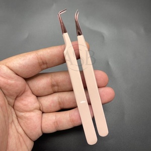 Pince à cils nude de qualité chirurgicale en acier inoxydable à poignée diamantée Pince à cils 90 45 degrés Pince à cils droite - Product Image 6