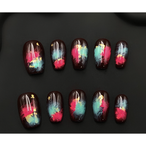 Clous de cercueil courts de luxe avec pierre d'oeil de chat Chic Aura ensemble à presser personnalisé fait à la main avec de la colle longues pointes caractéristiques - Product Image 2