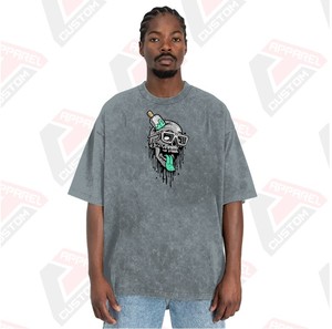 T-shirt élégant délavé à l'acide pour femmes avec appliques et patchs écologiques 100% coton Summer Denim Batik Corduroy - Product Image 5