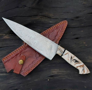 Cuchillo de chef profesional de estilo japonés de alto carbono forjado Premium con mango de resina para rebanar en la cocina - Product Image 5