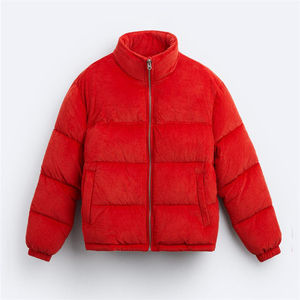 OEM Custom Hooded Collar High Quality Corduroy <b>Padded</b> Puffer <b>Jacket</b> for Men Winter <b>Waterproof</b> 100% Cotton - Product Image 1