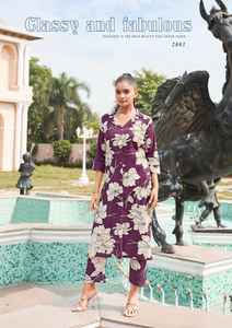 New Summer Collection <b>for</b> <b>Women</b> Rayon Print <b>Kurti</b> With Matching Palazzo Available at Best Prices from India - Product Image 5