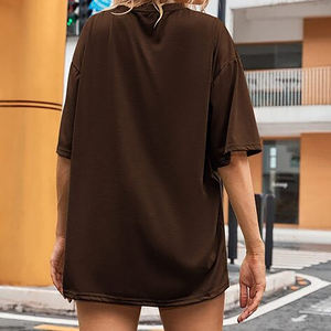 Camiseta de cuello redondo con manga caída de hombro de gran tamaño estampada ropa de verano informal con longitud transpirable relajada y regular - Product Image 4