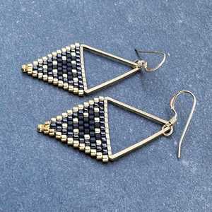 Boho <b>bead</b> earrings with turquoise design andy cascading <b>fringe</b>, unique jewelry gift - Product Image 4