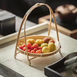 Panier de rangement en bambou fait à la main plateau tissé à la main pour l'emballage des aliments fruits pain légumes - Product Image 2