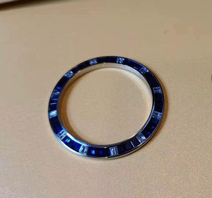 Luxira Jewels Luxury Blue Baguette Iced Handmade Custom Diamond Look Stainless Steel 40mm Watch Bezel Wristwatch <b>Tool</b> <b>Part</b> - Product Image 6