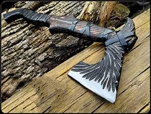 Hache viking artisanale en acier à haute teneur en carbone, fourreau en cuir, manche en bois naturel pour le camping, la survie en plein air, usage multiple - Product Image 6