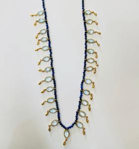 Collier en argent bohème fait main avec incrustation de réglage de lunette aigue-marine naturelle cadeau de fête pour femmes et enfants - Product Image 4