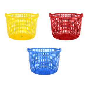 Panier de rangement rond en plastique bleu avec côtés ouverts en maille et poignées solides pour l'agriculture, nettoyage 3494 GRAND PANIER JUMBO ROND - Product Image 3