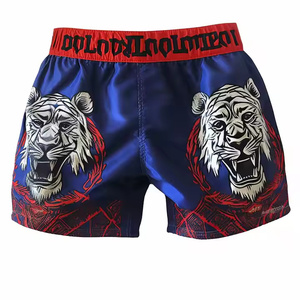 2025 Usine En Gros Logo Personnalisé Hommes Arts Martiaux Porter Muay Thai Shorts Combat MMA Kickboxing Shorts Polyester - Product Image 4