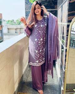 New Designer Ethnic Wear Party Wear Embroidered Work <b>Top</b> with Dupatta Salwar Kameez Kurti Plazzo-Waistline Natural Wholesale - Product Image 3