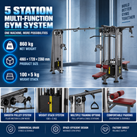 Machine de musculation multi-stations BN Commercial 5 avec système de câbles croisés et pile de poids pour centre de fitness, entraînement complet du corps