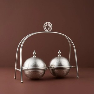 ถ้วยใส่อาหารอาหรับสำหรับเดทสไตล์ตะวันออกกลางพร้อมหม้อชาโจหรือชามช็อคโกแลตสีดำพร้อมขาตั้ง - Product Image 2