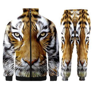 Tenues de jogging blanches en polyester 100% pour hommes avec logo sublimé, ensemble de 2 pièces respirant pour l'hiver, style solide - Product Image 2