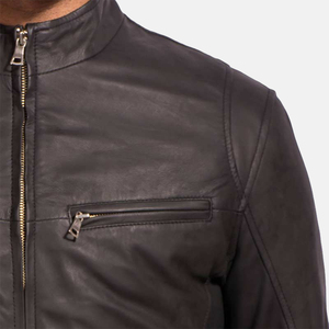 Veste de moto en cuir véritable respirante personnalisée pour homme, style décontracté, doublure en coton, fermeture éclair - Product Image 3