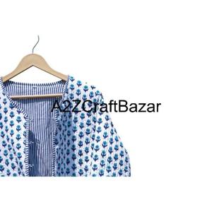 Vente en gros de vestes matelassées réversibles pour femmes en coton 100% pur avec imprimé floral pour l'automne et l'hiver pour femmes - Product Image 4