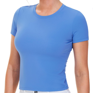 เสื้อยืดออกกำลังกายผ้าโพลีเอสเตอร์เนื้อนุ่มระบายอากาศได้ดีสำหรับผู้หญิงสวมใส่แนวสปอร์ต - Product Image 5