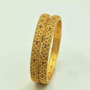 Antique Gold Plated Kempu Stone Bangles Traditional Design <b>Fashion</b> Bangles Wholesale Brass Jewelry - Product Image 1