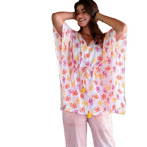 Caftans musulmans Style vestimentaire et 100% coton imprimé numérique Floral coton Maxi Kaftan vente en gros femmes collection manches courtes - Product Image 1