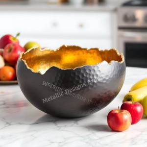 Porte-bougie votif en métal martelé noir et or Design ondulé pour les maisons modernes uniques, les cadeaux de mariage ou les événements - Product Image 5