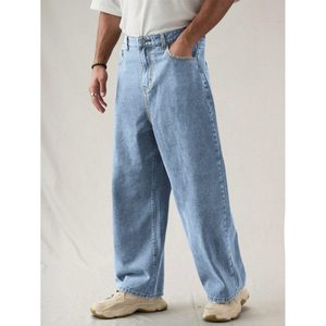 Jean en denim tendance pour homme, bleu glace, coupe droite, style vintage, écologique, respirant, coupe ample, grande taille, taille mi-haute, pantalon 28 - Product Image 6